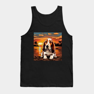 Basset hound dog in the sunset gift ideas for kids and adults Tank Top